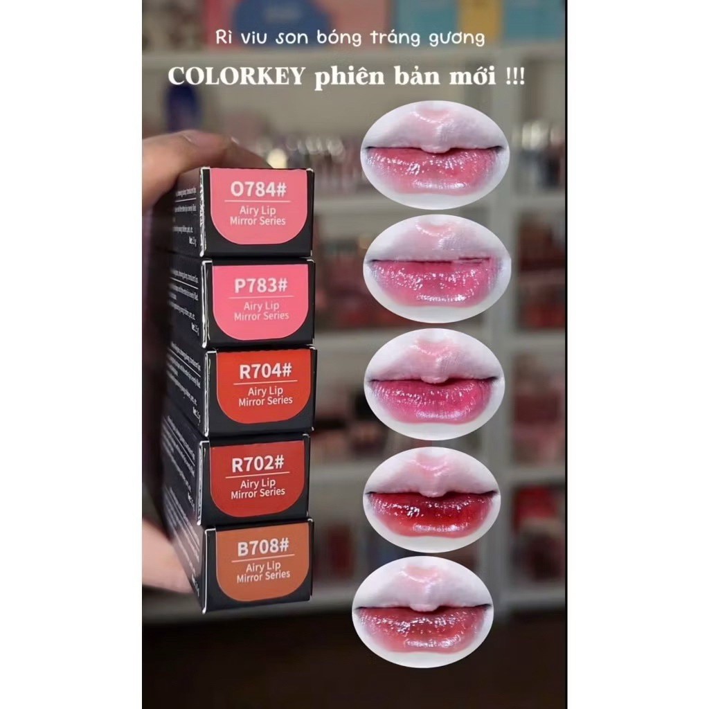 Son Bóng COLORKEY, Gương Bóng Căng Mọng, Lâu Trôi, Son môi bóng 2.5g