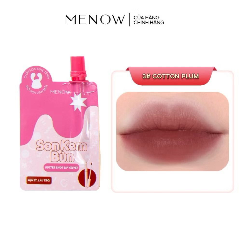 [MENOW] Son kem bùn dạng túi Menow Butter Shot Lip Velvet 1g