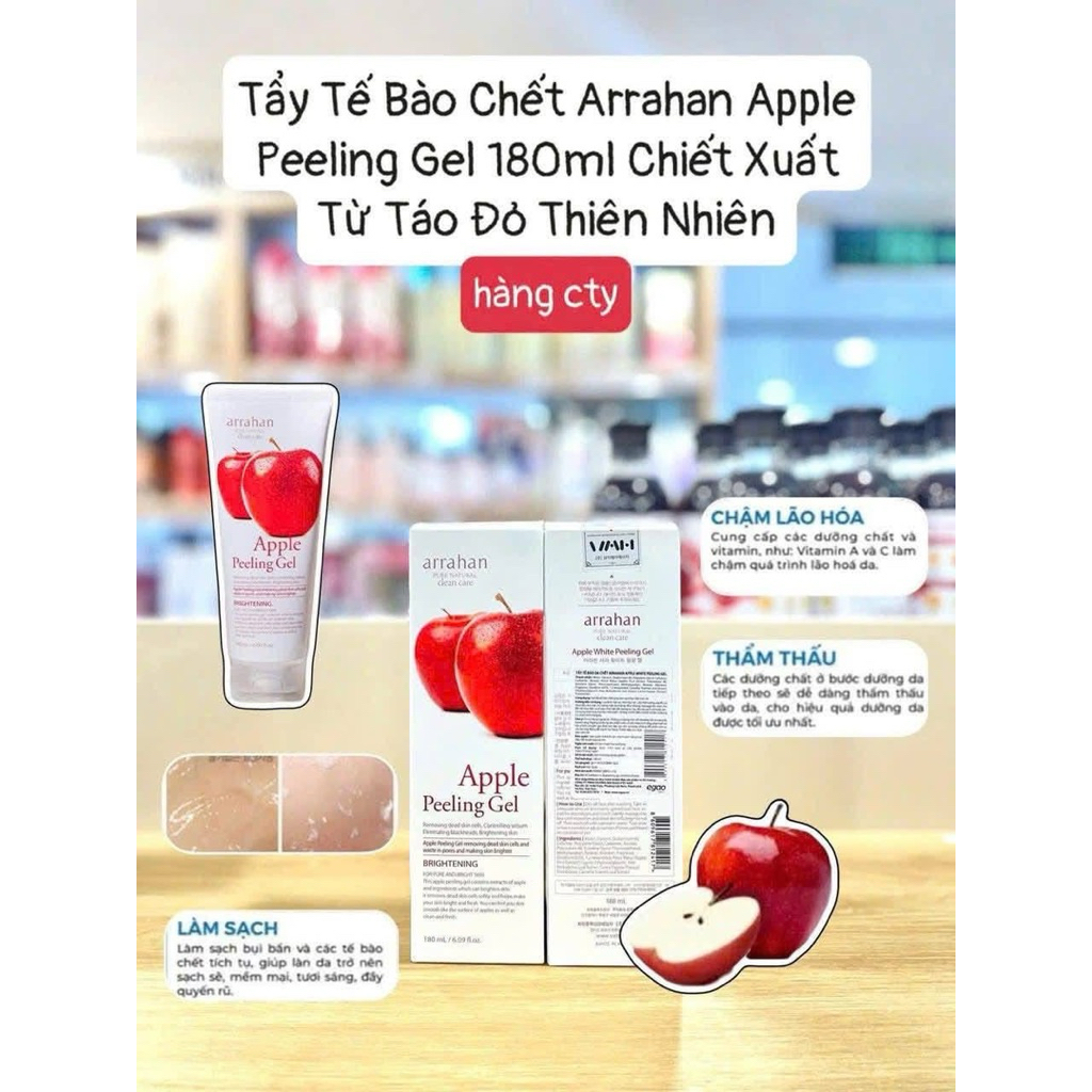 Gel Tẩy Da Chết Làm Trắng Da Hoa Quả Arrahan Sạch Da Dịu Nhẹ 180ml