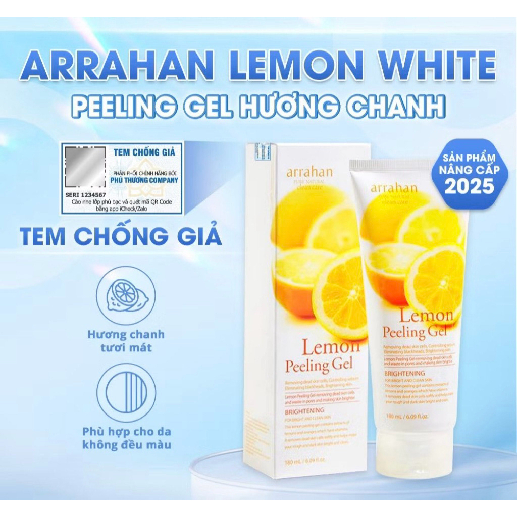 Gel Tẩy Da Chết Làm Trắng Da Hoa Quả Arrahan Sạch Da Dịu Nhẹ 180ml
