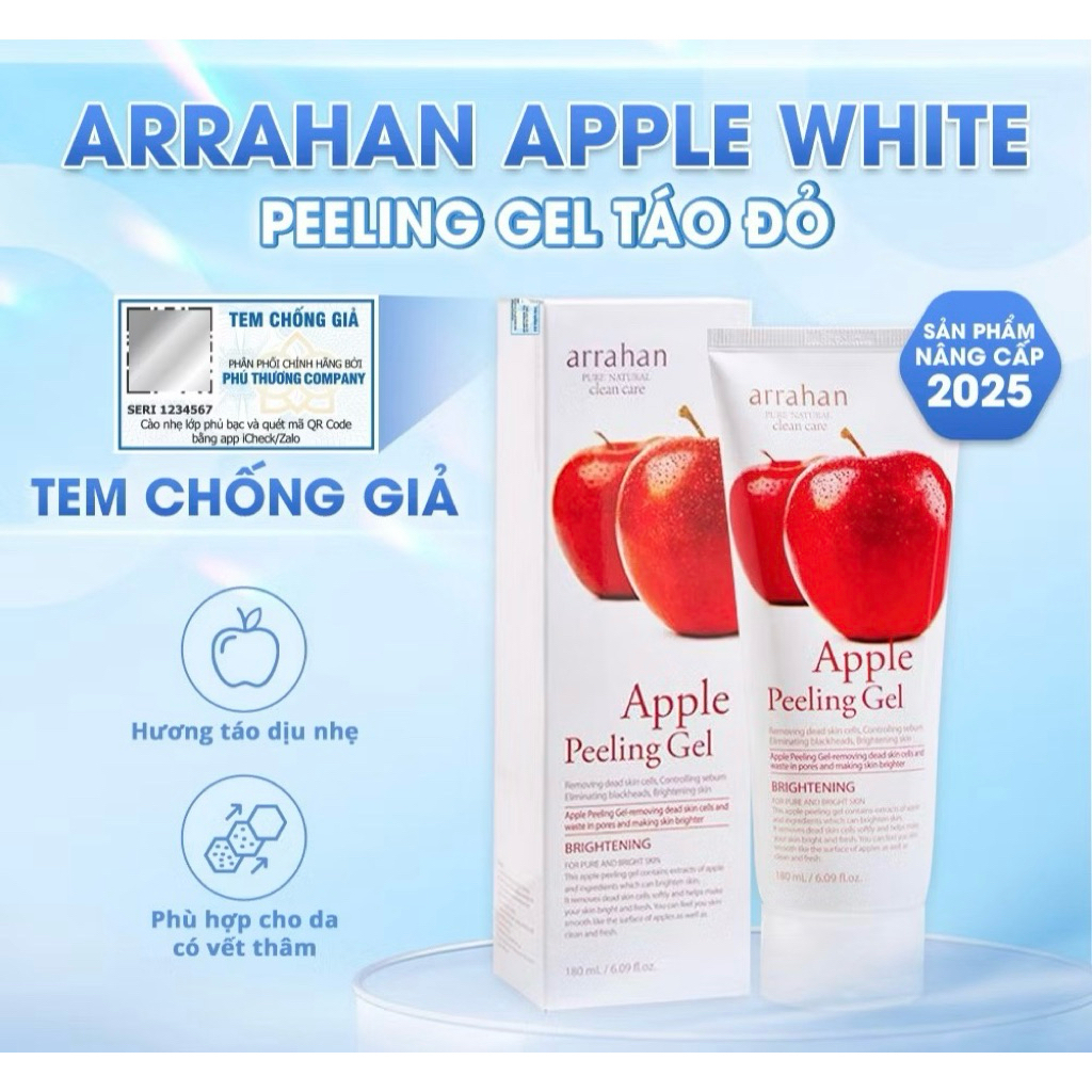Gel Tẩy Da Chết Làm Trắng Da Hoa Quả Arrahan Sạch Da Dịu Nhẹ 180ml
