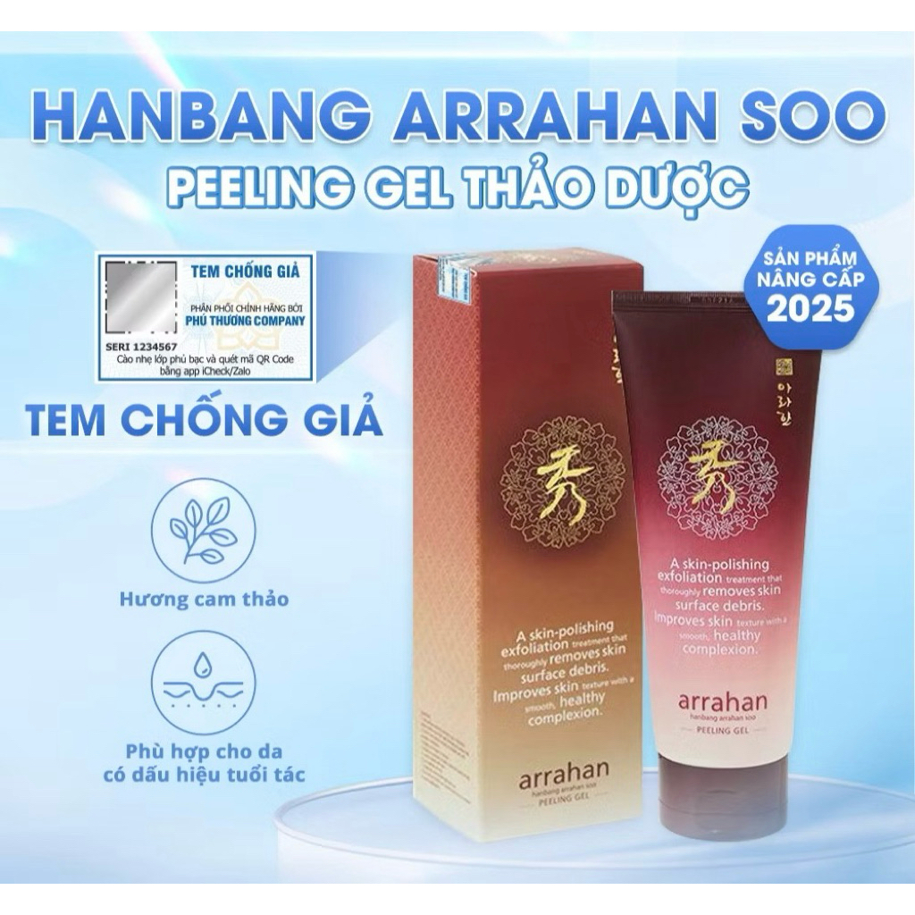 Gel Tẩy Da Chết Làm Trắng Da Hoa Quả Arrahan Sạch Da Dịu Nhẹ 180ml