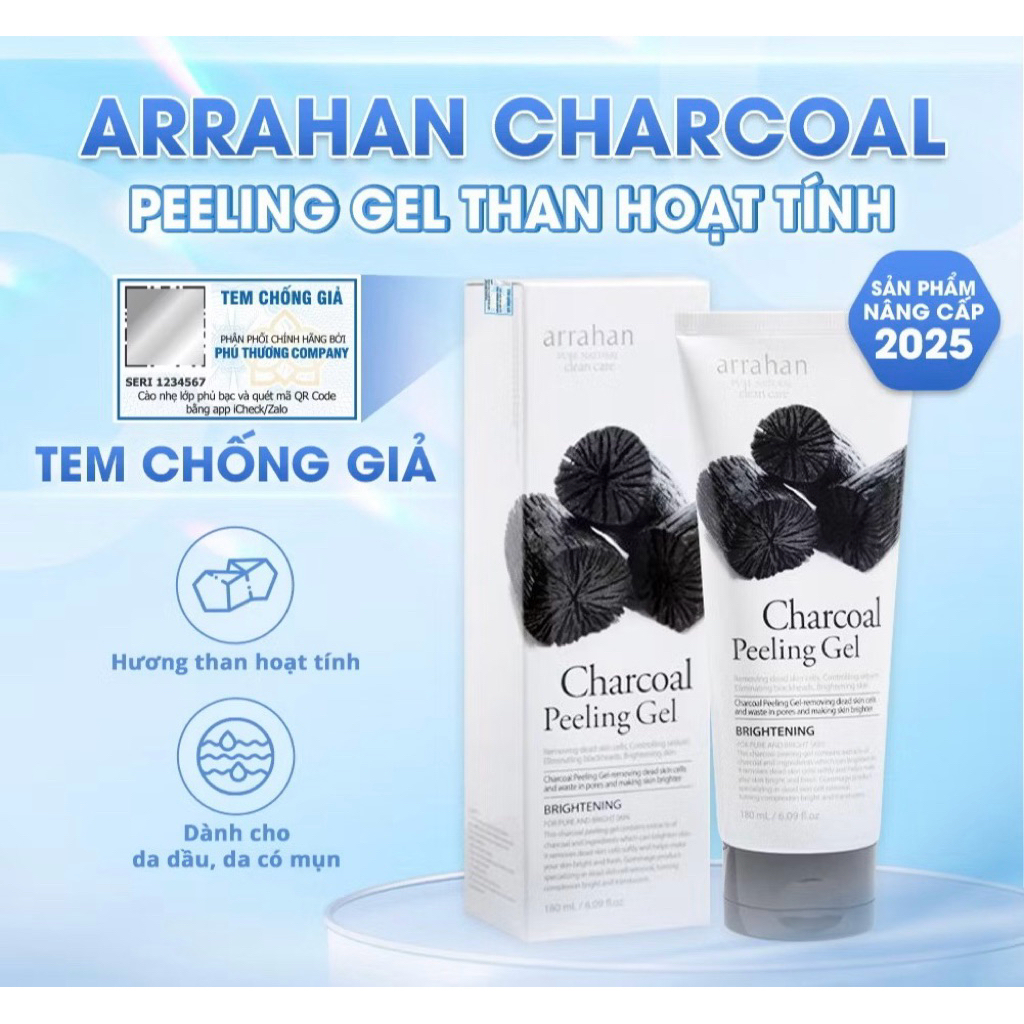 Gel Tẩy Da Chết Làm Trắng Da Hoa Quả Arrahan Sạch Da Dịu Nhẹ 180ml