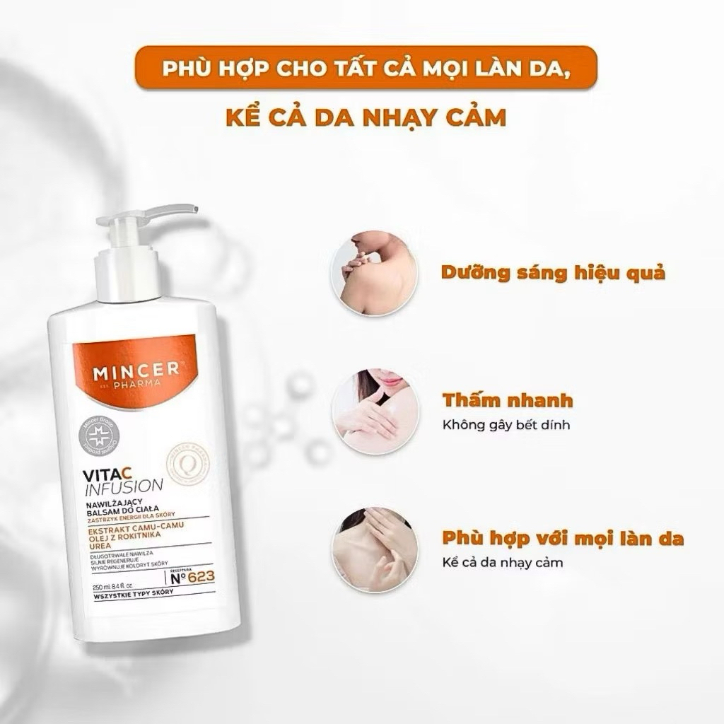 Kem Dưỡng Trắng Da Body Mincer Pharma Vita C Infusion Body Lotion 250ml
