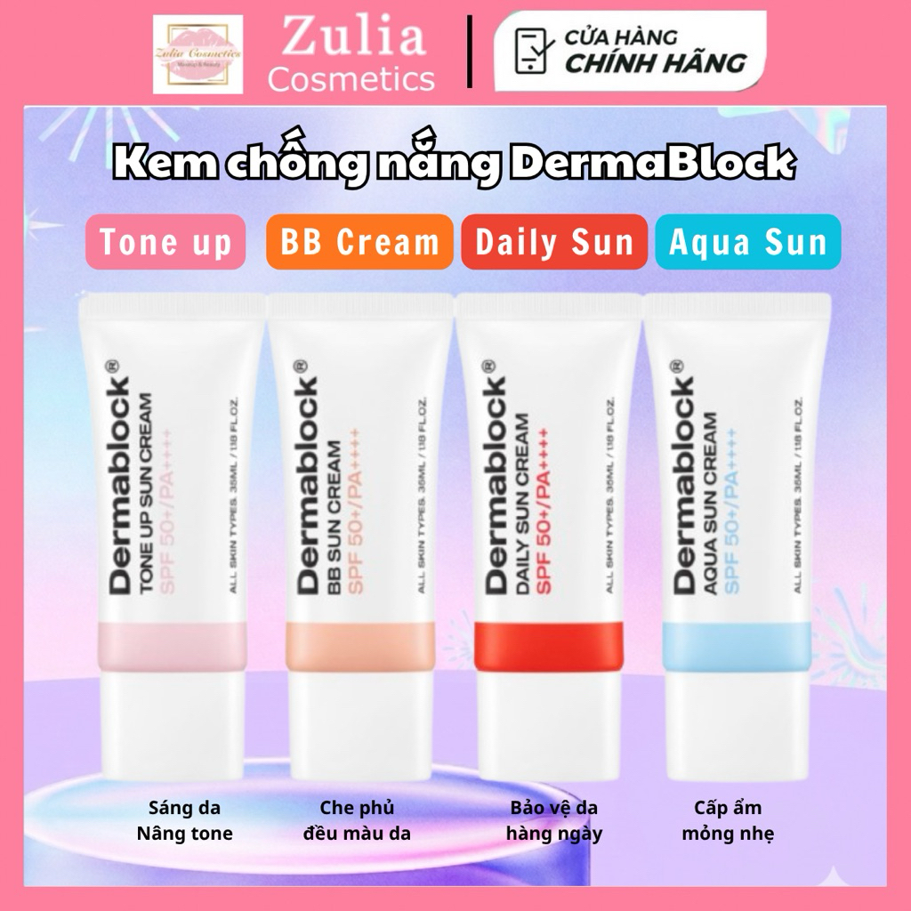 Kem Chống Nắng Dermablock Phổ Rộng SPF50+ PA++++ Giúp Chống Nắng Và Nâng Tone Cho Mọi Loại Da 35ml