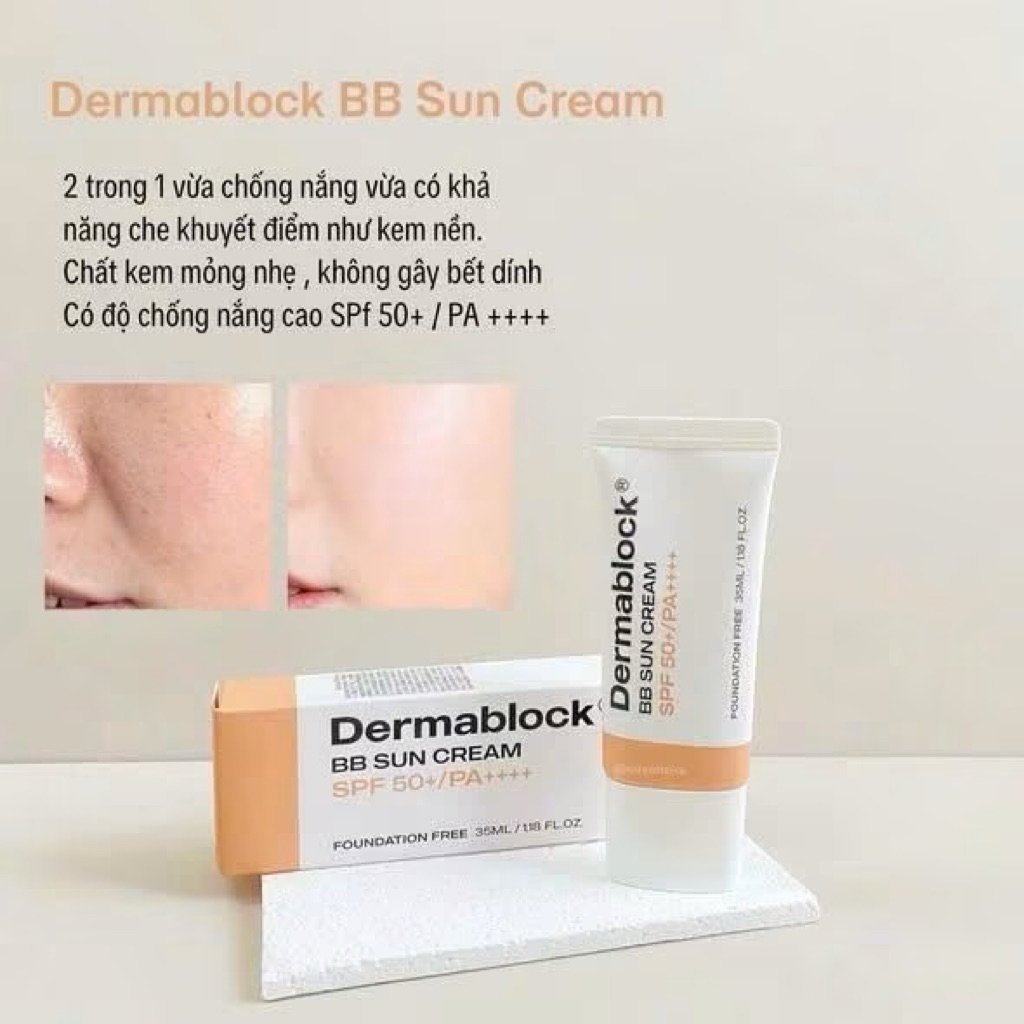 Kem Chống Nắng Dermablock Phổ Rộng SPF50+ PA++++ Giúp Chống Nắng Và Nâng Tone Cho Mọi Loại Da 35ml