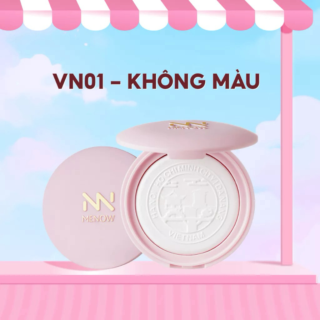 [TẶNG MÁ HỒNG] Phấn Phủ Menow Dạng Nén Thủy Tinh Vỏ Hồng, Bản Việt Nam Đặc Biệt, Mỏng Nhẹ Tự Nhiên 7g