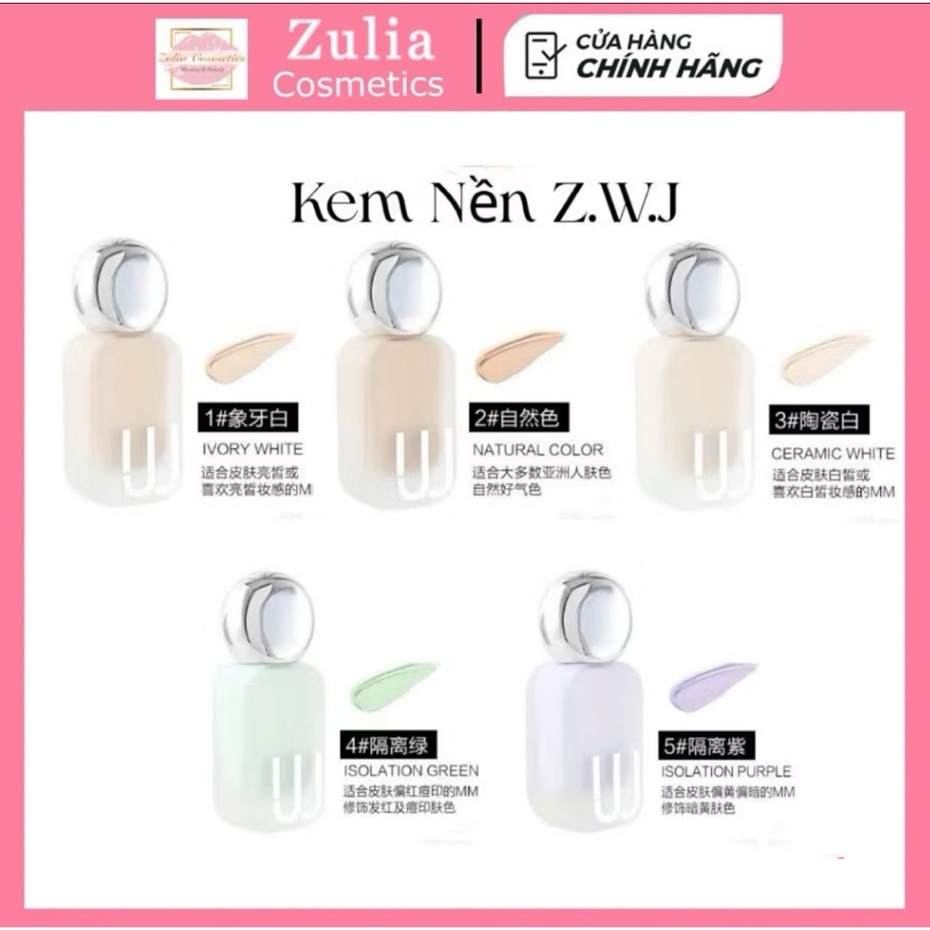 Kem nền Z.W.J Weijie Lightweight 30ml cho lớp nền mỏng nhẹ tự nhiên chống thấm nước kiểm soát dầu