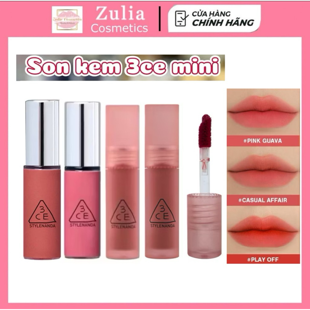 [MINI SIZE] Son Kem Lì 3CE Water Tint Mini Đeo Khẩu Trang Không Lem Hàn Quốc Mini 1,5g