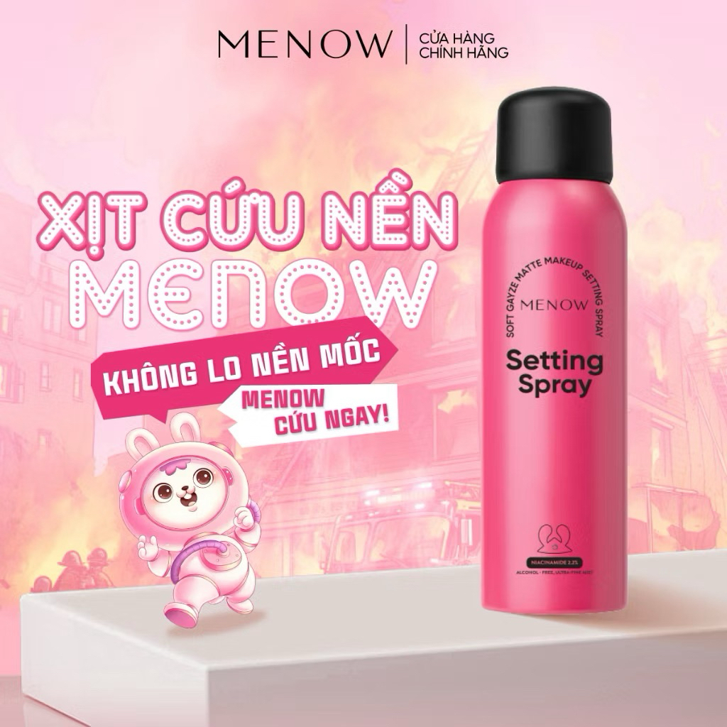Xịt khóa nền MENOW 100ml – Giữ lớp trang điểm bền màu, kiềm dầu, không trôi