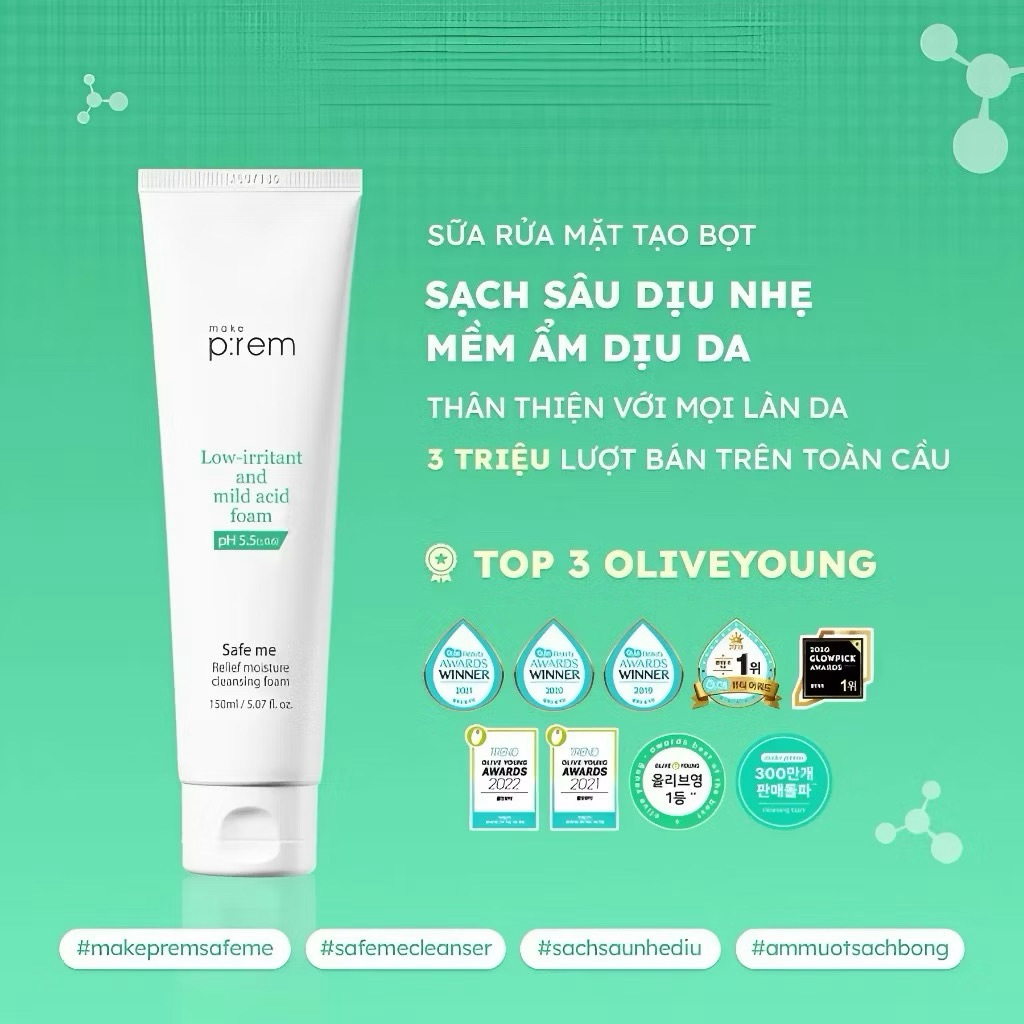 Sữa Rửa Mặt Dạng Sữa Make P:rem Làm Sạch Dịu Nhẹ Dưỡng Ẩm Sạch Sâu An Toàn 100ml