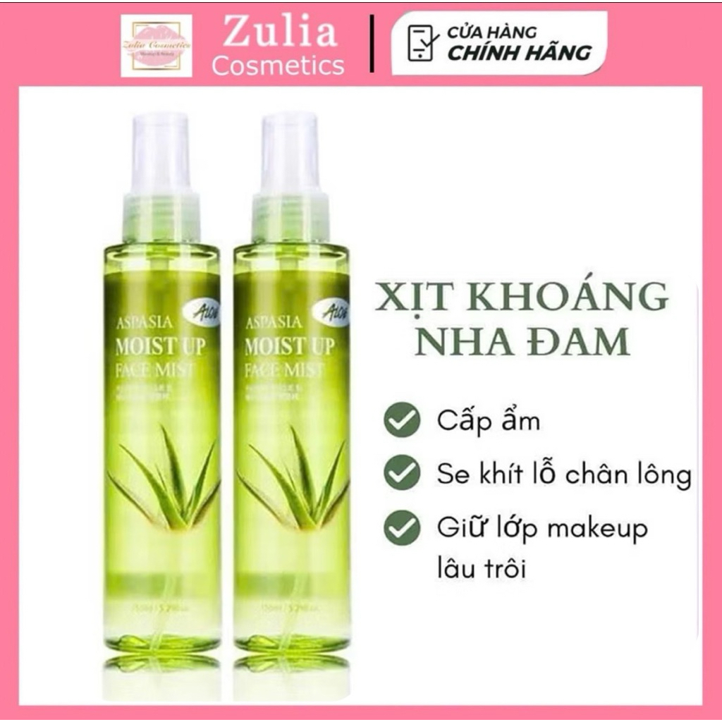 Xịt khoáng Lô Hội Aspasia Moist Up Face Mist Dưỡng Ẩm Căng Bóng Da 150ml Hàn Quốc