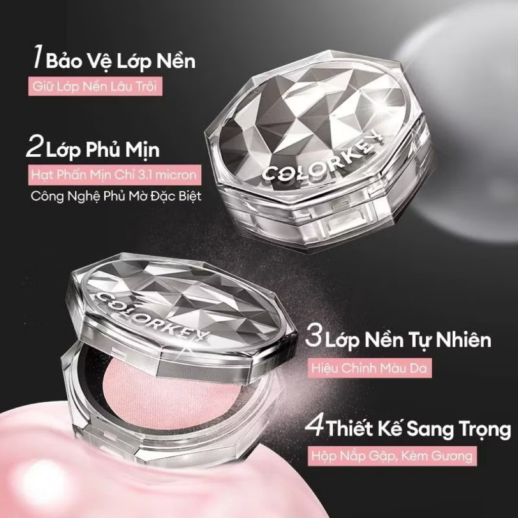 [COLORKEY] Phấn Phủ Bột Colorkey Vỏ Bạc Kiềm Dầu Lâu Trôi Lasting Naturally 8g
