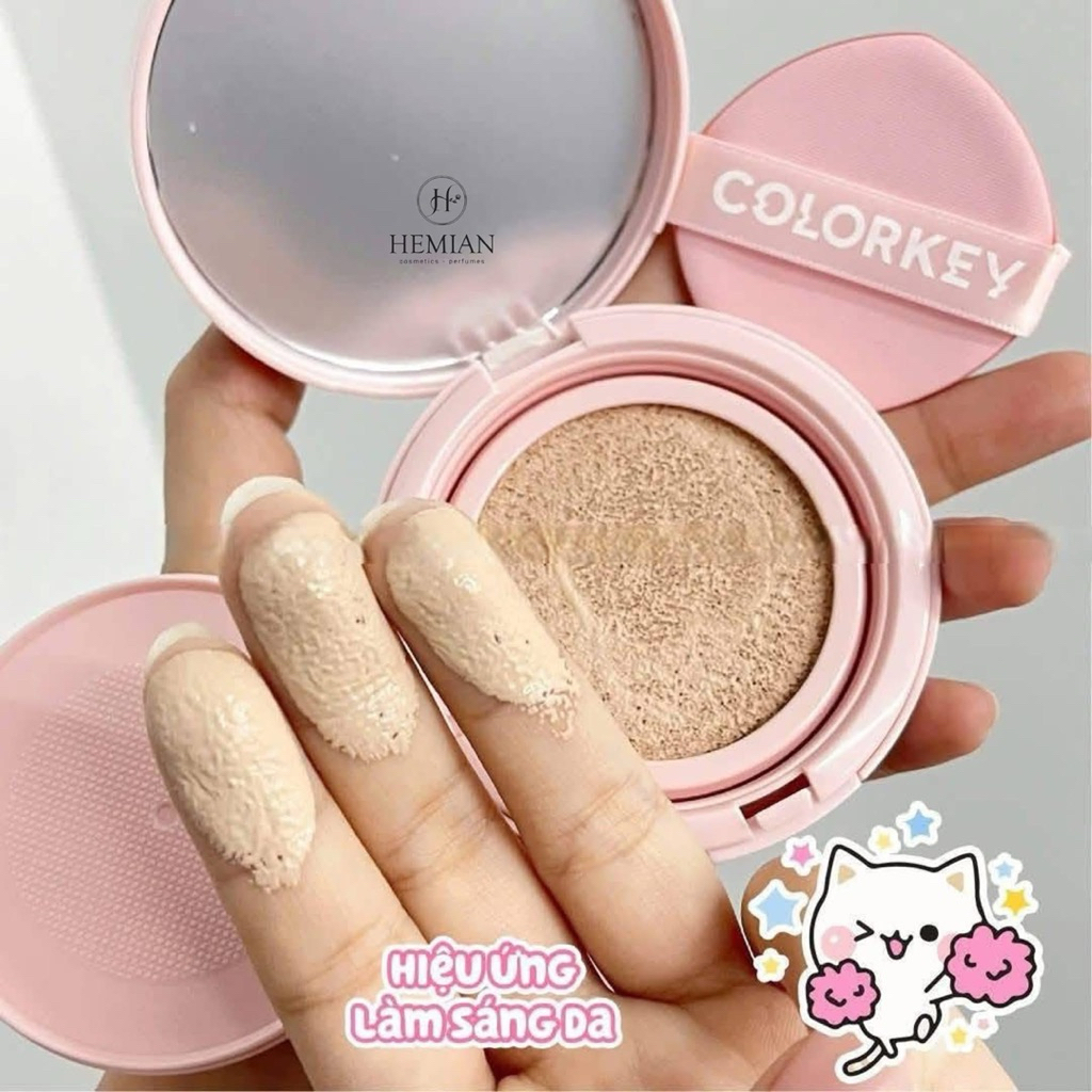 [COLORKEY] Cushion/Phấn Nước Colorkey Vỏ Hồng Chống Nắng SPF 50+/PA++++, Finish Mỏng Nhẹ, 11g