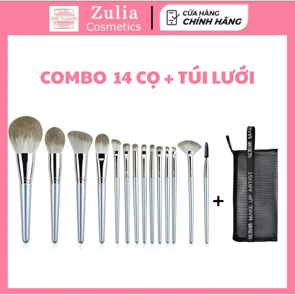 Bộ Cọ hồng 11 cây Make Up Cá Nhân Màu Hồng Bằng Lông Siêu Mềm Mượt