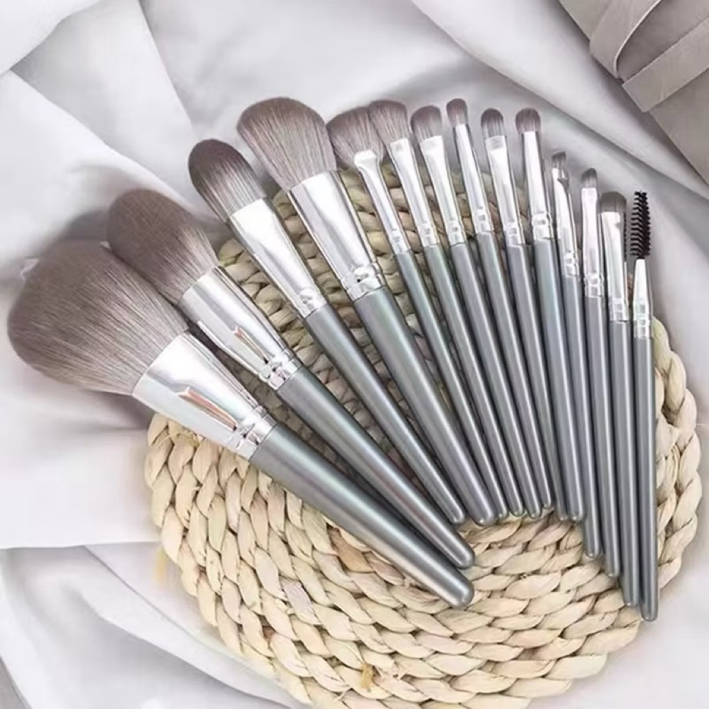 Bộ Cọ Trang Điểm 14 Cây Chuyên Makeup Cá Nhân Kèm Bao Da, Cốc Lông Siêu Mềm