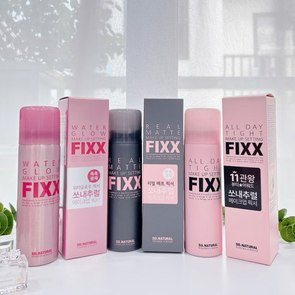 Xịt Khóa Makeup Fixx So Natural Từng Loại Da AllDay Tight - Real Matte - Water Glow Makeup giữ lớp nền lâu trôi