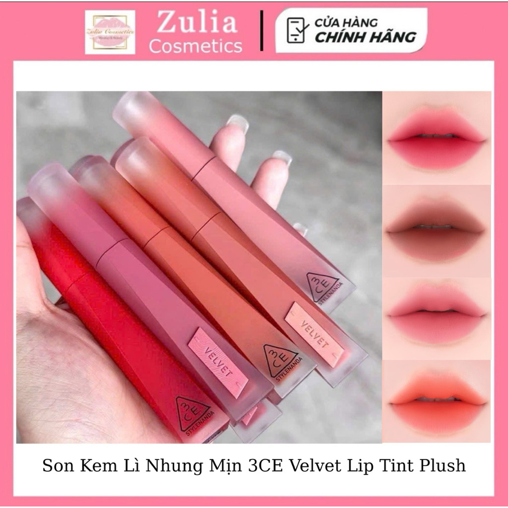 Son Kem Lì Nhung Mịn 3CE Velvet Lip Tint Plush (MẪU MỚI 2025)