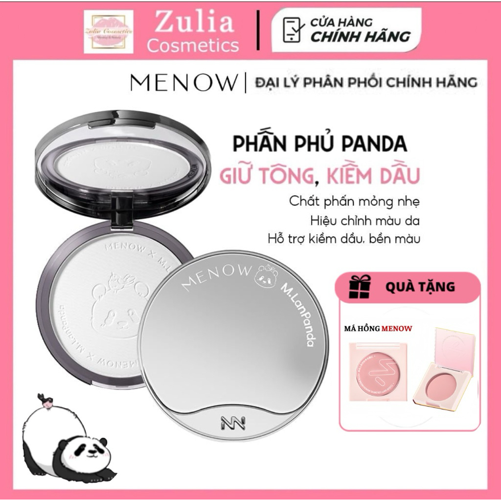[TẶNG MÁ HỒNG] Phấn phủ nén MENOW gấu trúc Khổng Lồ kiềm dầu 21g, giữ tone lâu trôi vượt trội MENOW x MENGLAN . PANDA