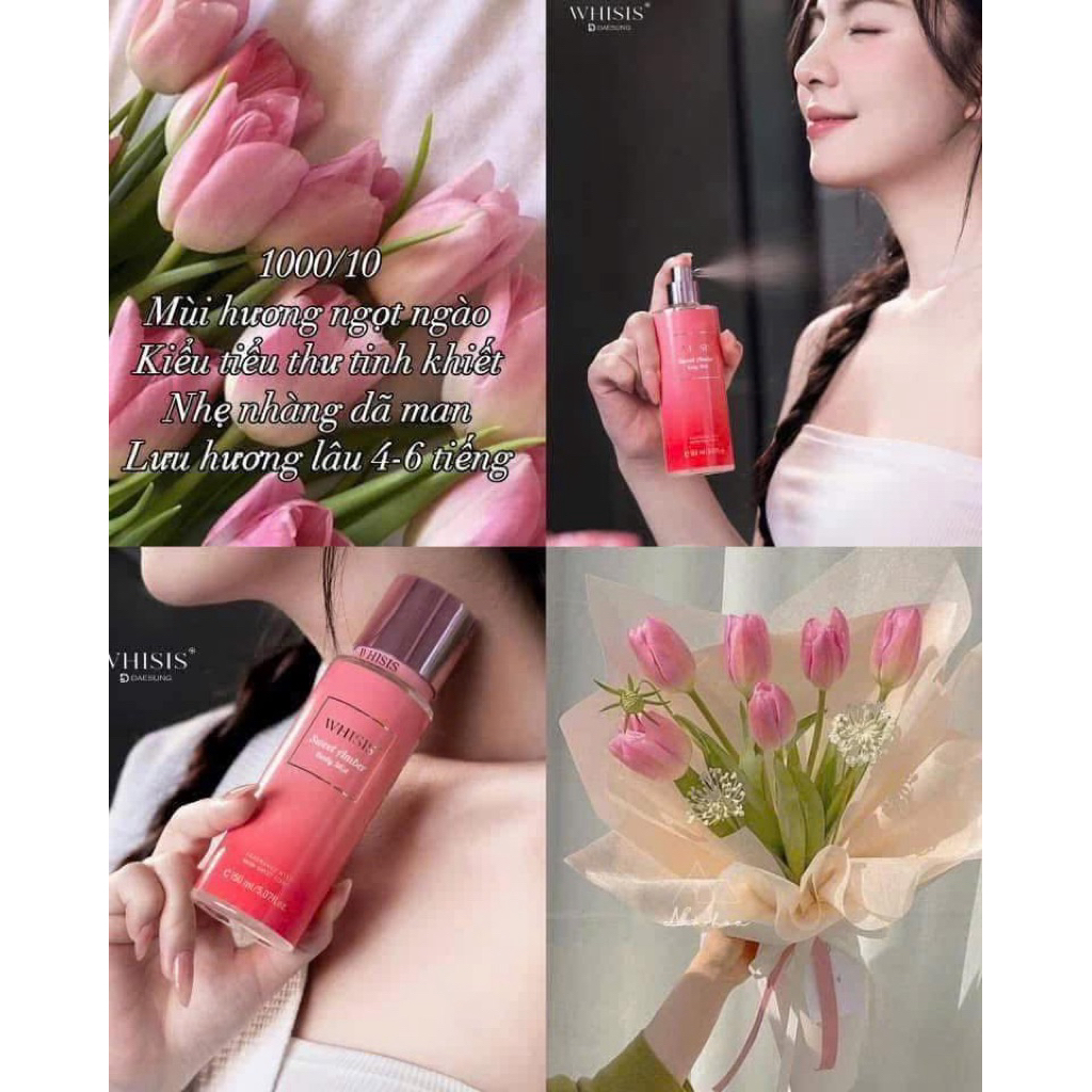 Body Mist Xịt Thơm Cơ Thể Whisis Rose Nuit Body Mist 150ml - Hương thơm tinh tế và quyến rũ