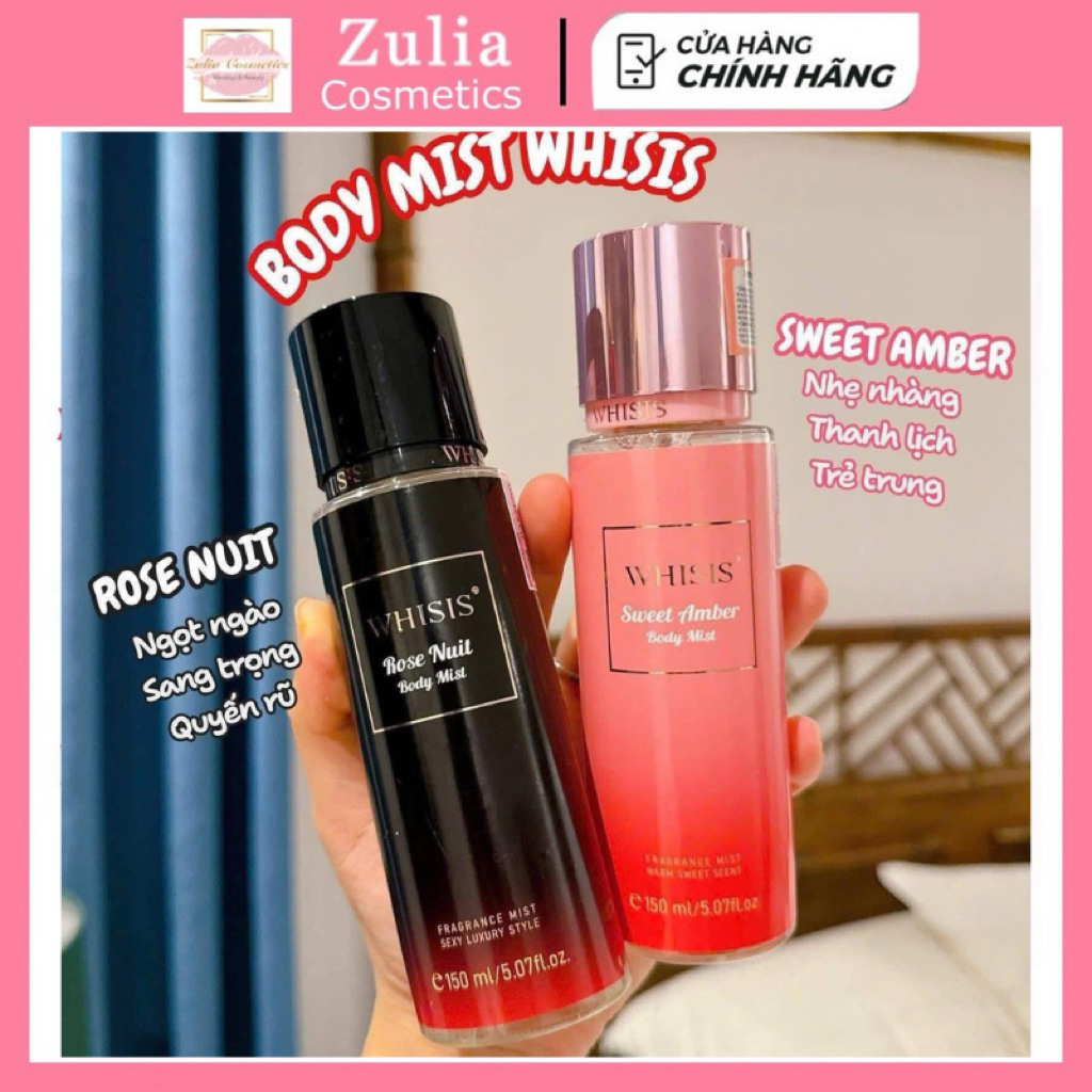 Body Mist Xịt Thơm Cơ Thể Whisis Rose Nuit Body Mist 150ml - Hương thơm tinh tế và quyến rũ