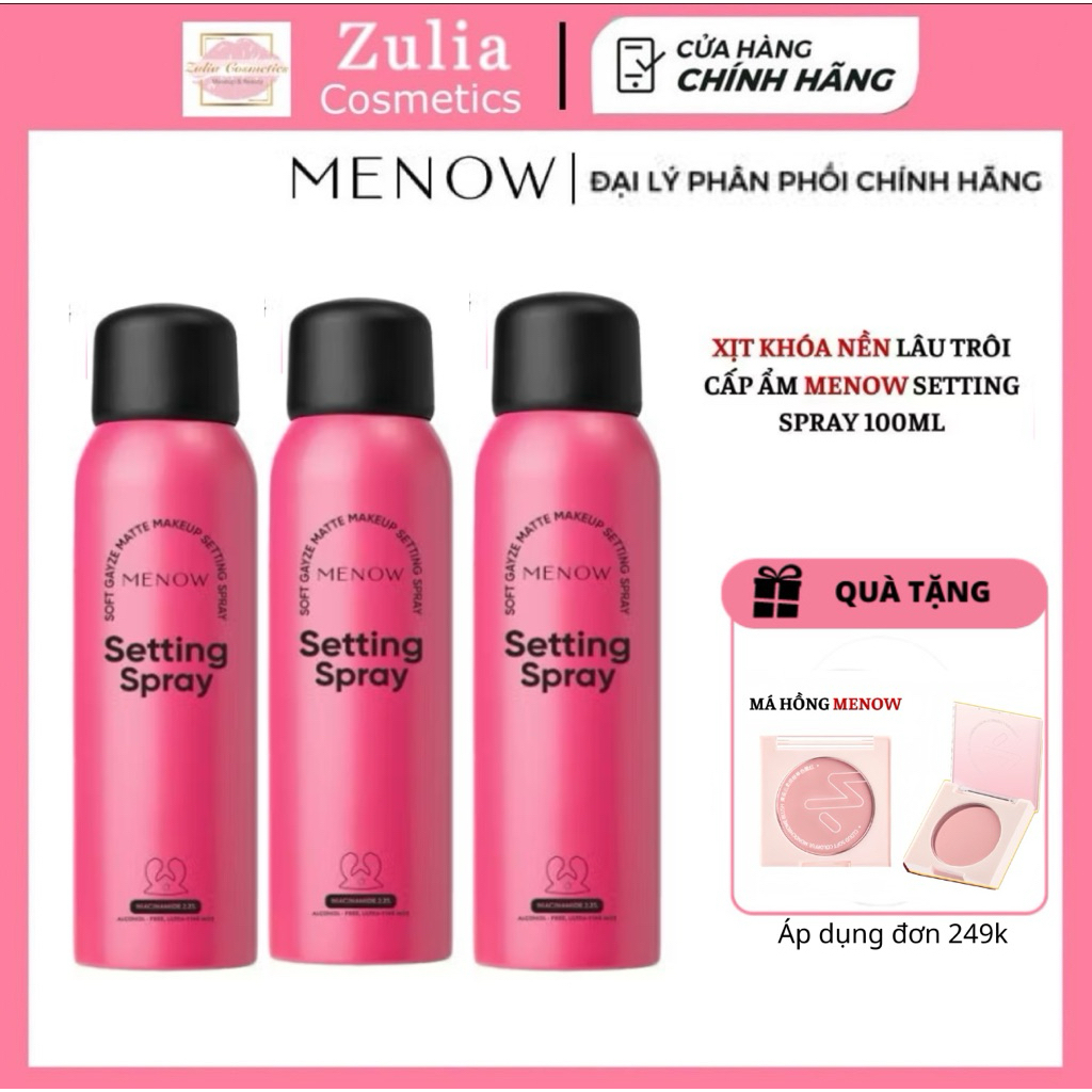 Xịt khóa nền MENOW 100ml – Giữ lớp trang điểm bền màu, kiềm dầu, không trôi