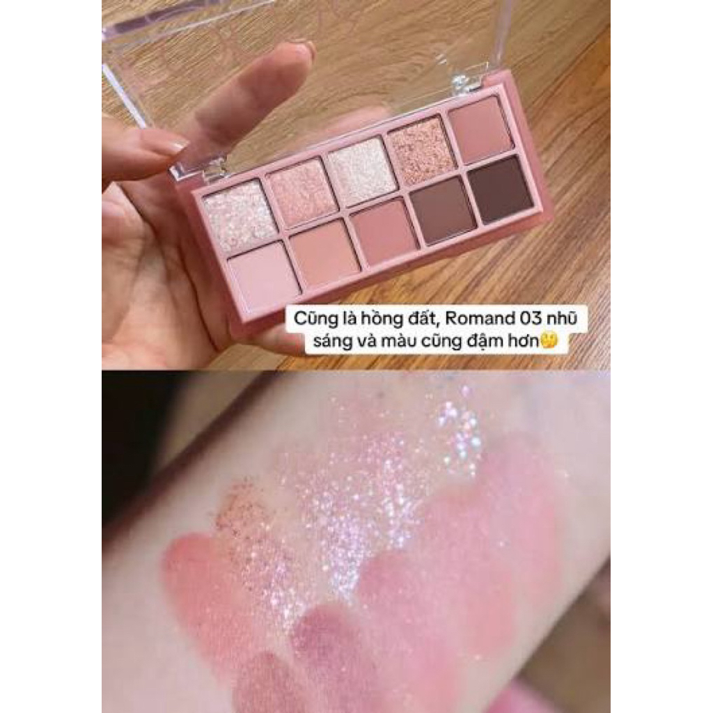 Bảng Phấn Mắt Romand 10 Ô Lấp Lánh Better Than Eye Palette, Bảng Phấn Mắt 10 Màu Romand Better Than Eye Palette