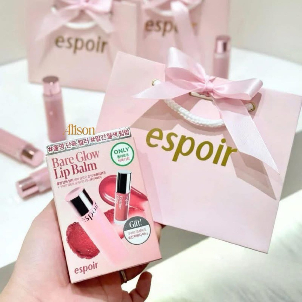 [TẶNG KÈM TÚI SON ESPOIR + NƠ] Set son Espoir Bare Glow Pinch Rose + Ginger Peach dưỡng môi căng mọng