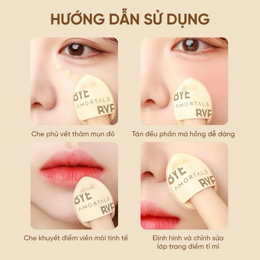 [AMORTALS] Bộ 2 Bông Mút Amortals Mini Ngón Tay Che Phủ Mọi Khuyết Điểm, Không Bám Nền