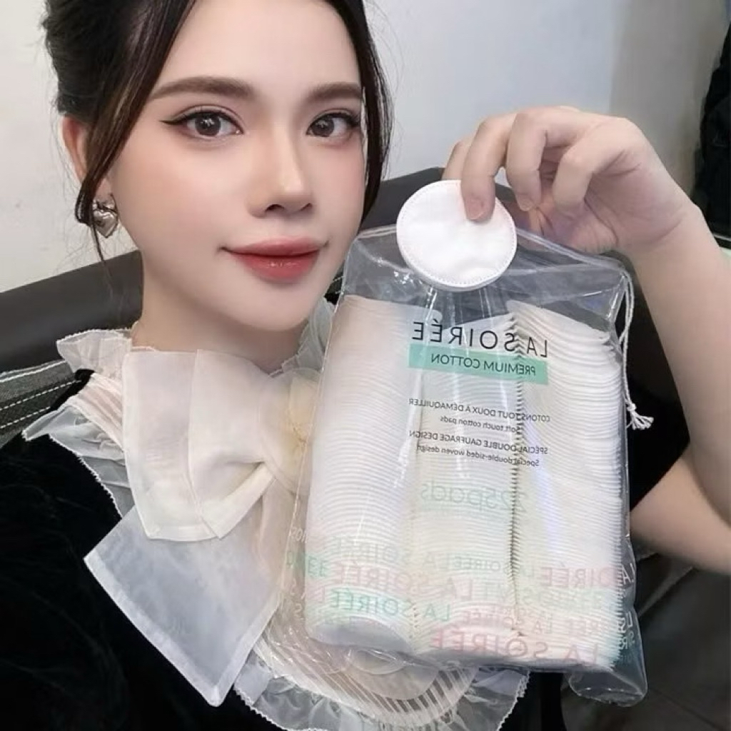 Bông Tẩy Trang La Soirée Premium Cotton Pads  100% Cotton Tự Nhiên Siêu Mềm Mịn Không Xơ Bông