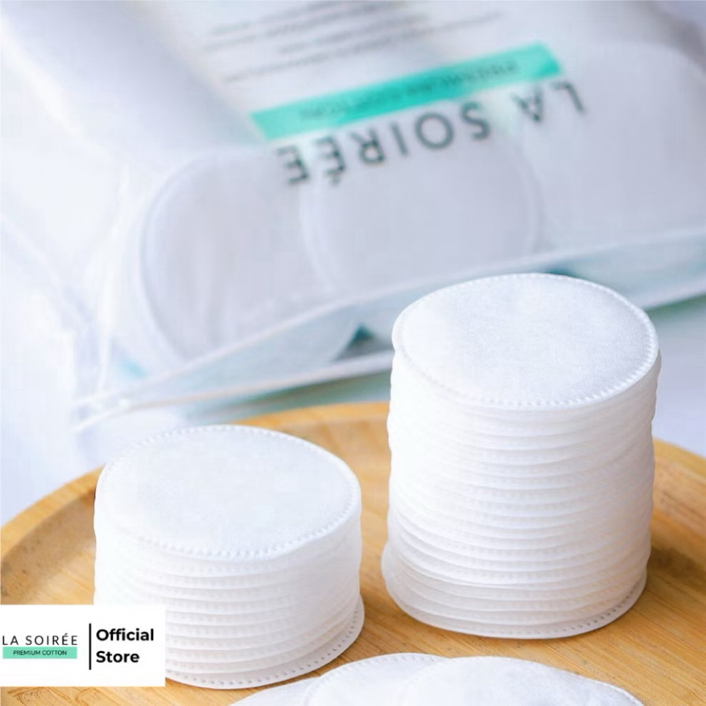 Bông Tẩy Trang La Soirée Premium Cotton Pads  100% Cotton Tự Nhiên Siêu Mềm Mịn Không Xơ Bông