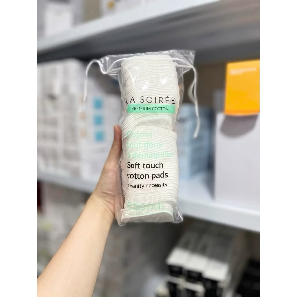 Bông Tẩy Trang La Soirée Premium Cotton Pads  100% Cotton Tự Nhiên Siêu Mềm Mịn Không Xơ Bông