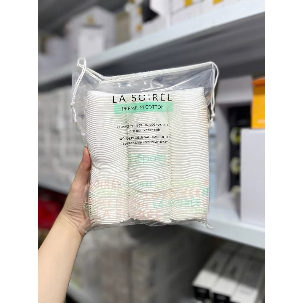 Bông Tẩy Trang La Soirée Premium Cotton Pads  100% Cotton Tự Nhiên Siêu Mềm Mịn Không Xơ Bông