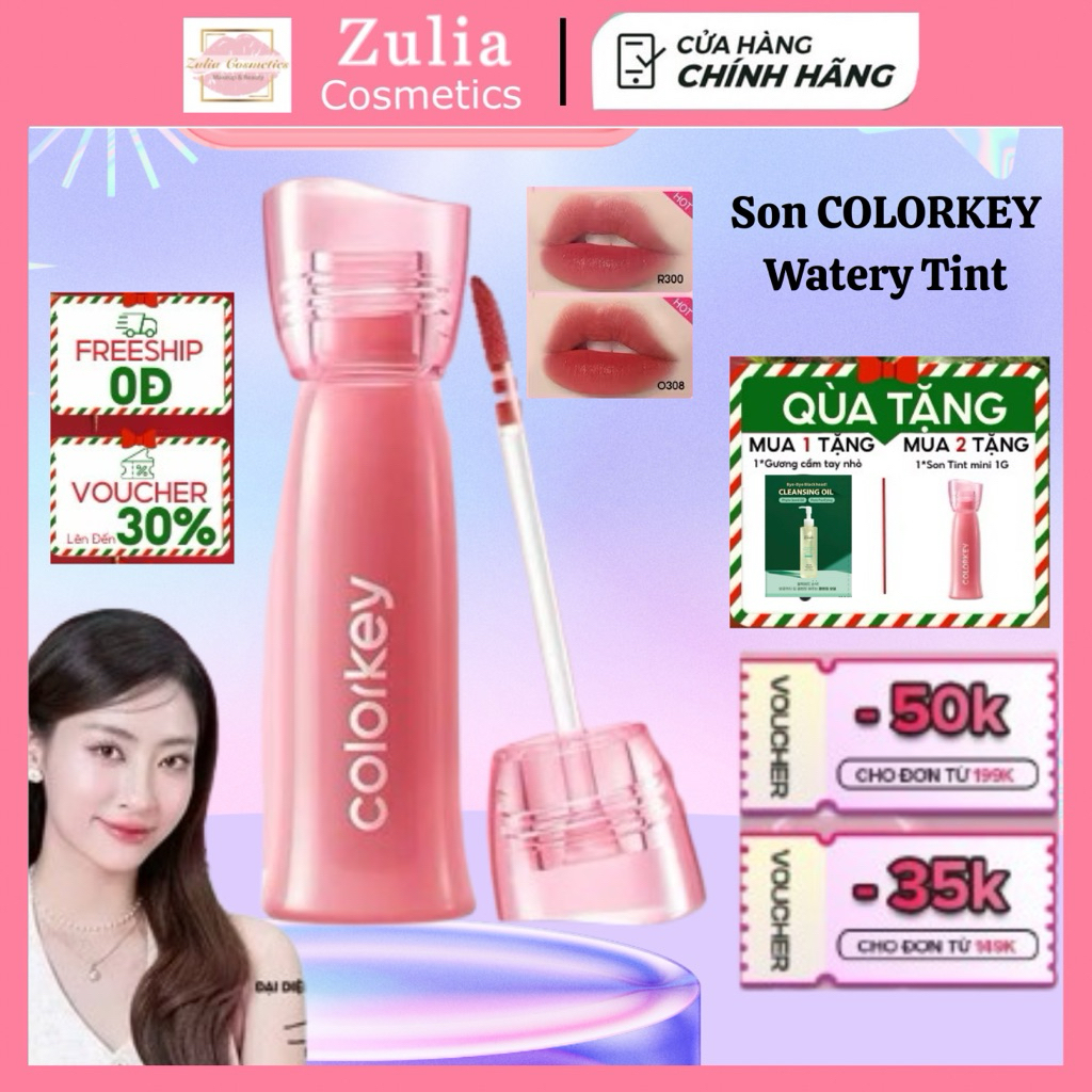 [MỚI] Son COLORKEY Watery Tint Phiên Bản Mới Bền Màu Lâu Trôi, Không Dính Cốc, Siêu Mịn Môi 2.5g
