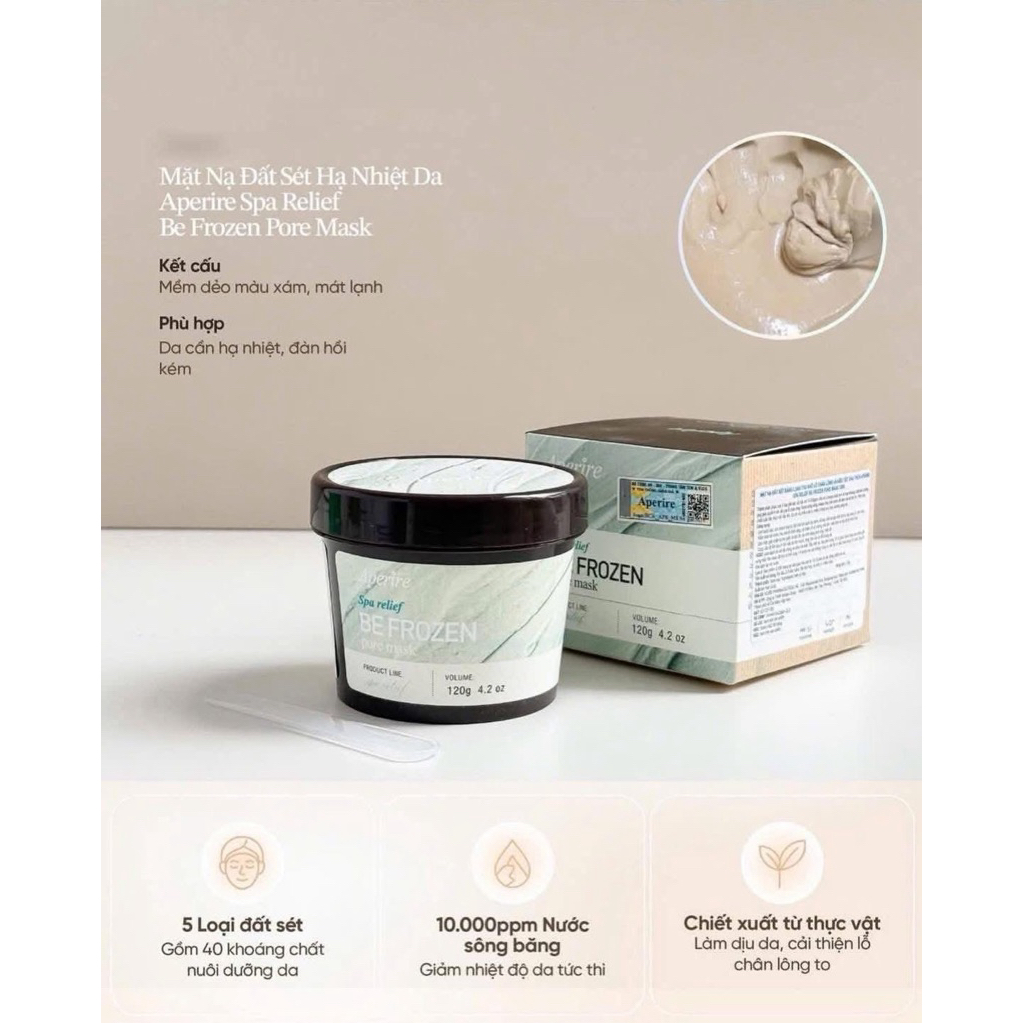 [APERIRE] Mặt Nạ Đất Sét Loại Bỏ Dầu Nhờn, Thu Nhỏ Lỗ Chân Lông Aperire Spa Relief Pore Mask 120g (Nhập Khẩu Chính Hãng)