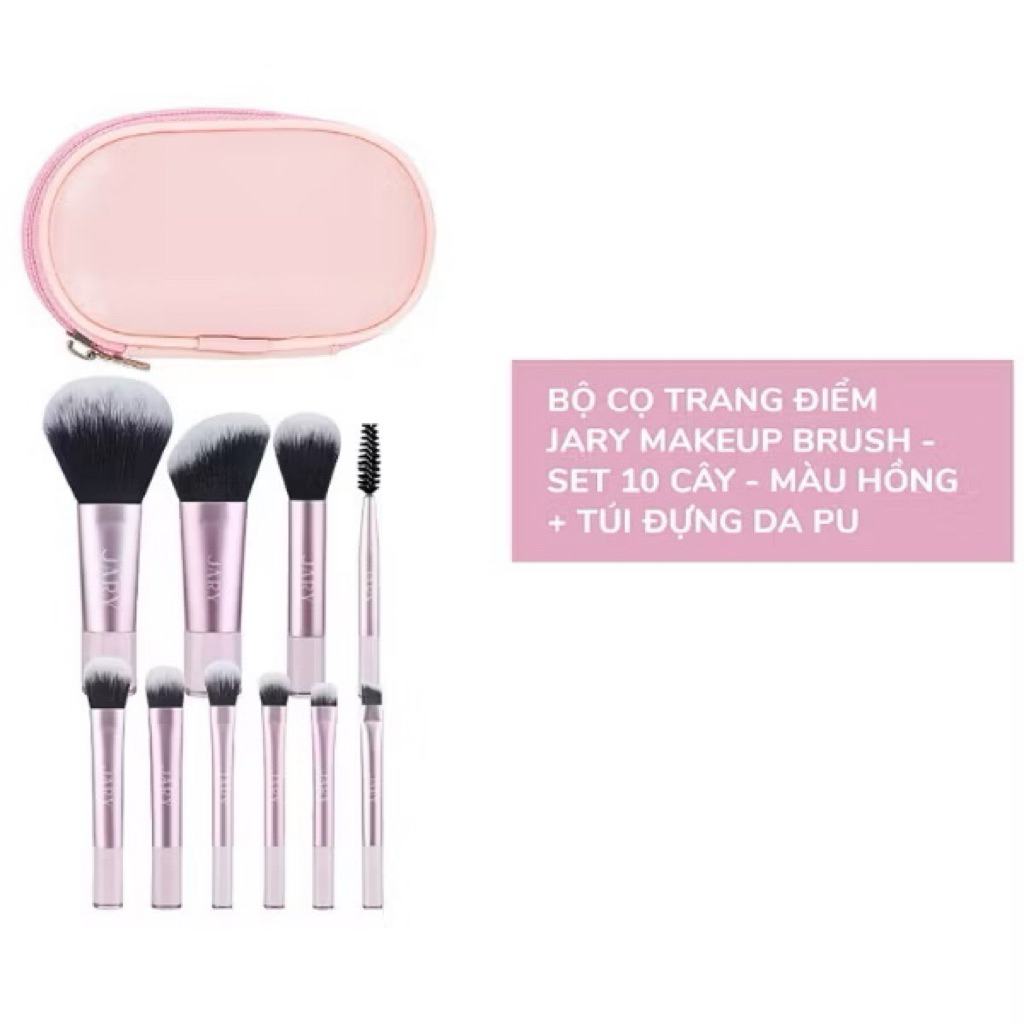 [JARY] Bộ cọ trang điểm Jary Make Up Brush Set 10 Cây Kèm Túi Đựng Da PU Tiện Lợi