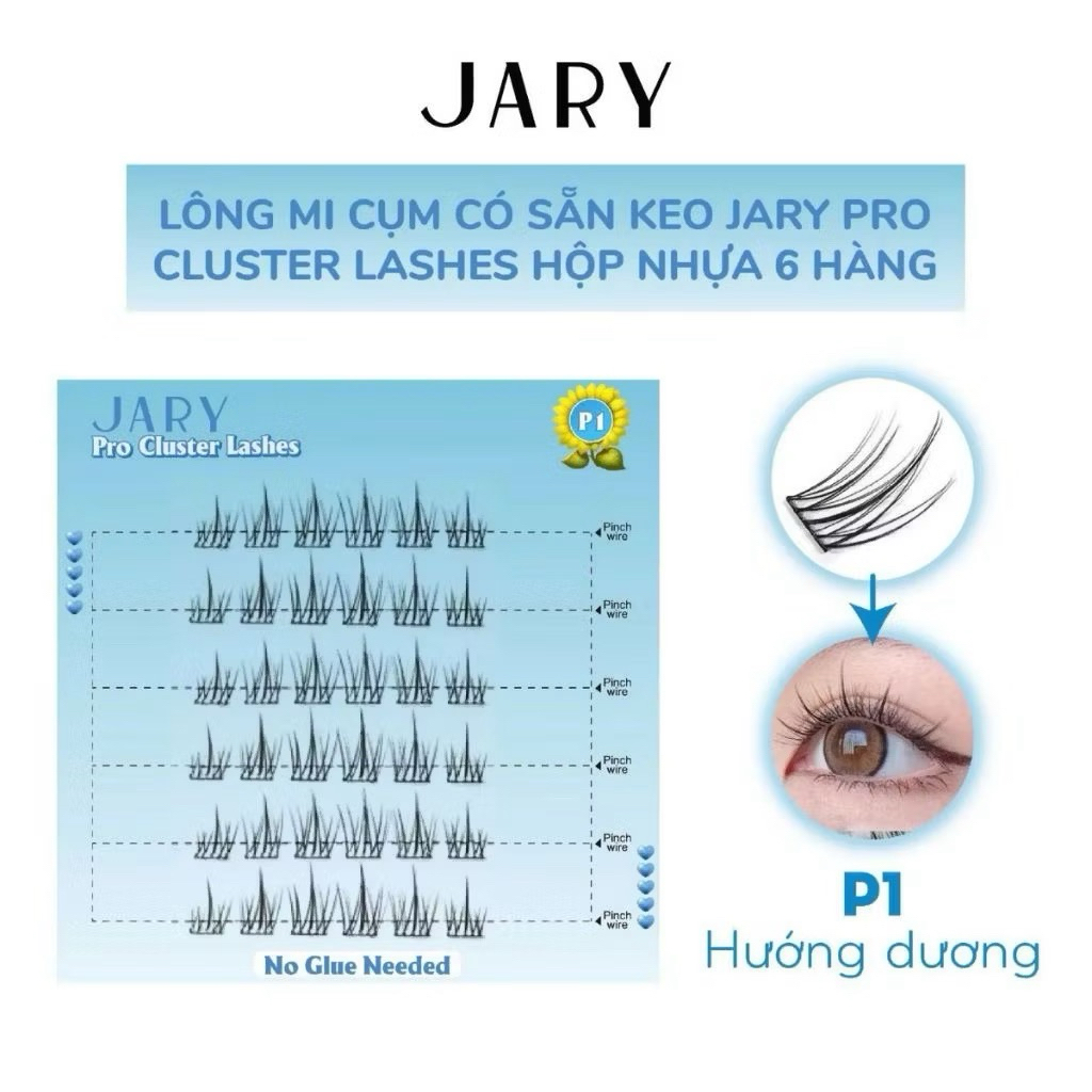 [JARY] Lông mi cụm JARY có Sẵn Keo phong cách vuốt mèo tự nhiên dễ gắn tái sử dụng nhiều lần