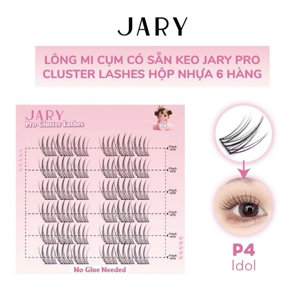 [JARY] Lông mi cụm JARY có Sẵn Keo phong cách vuốt mèo tự nhiên dễ gắn tái sử dụng nhiều lần