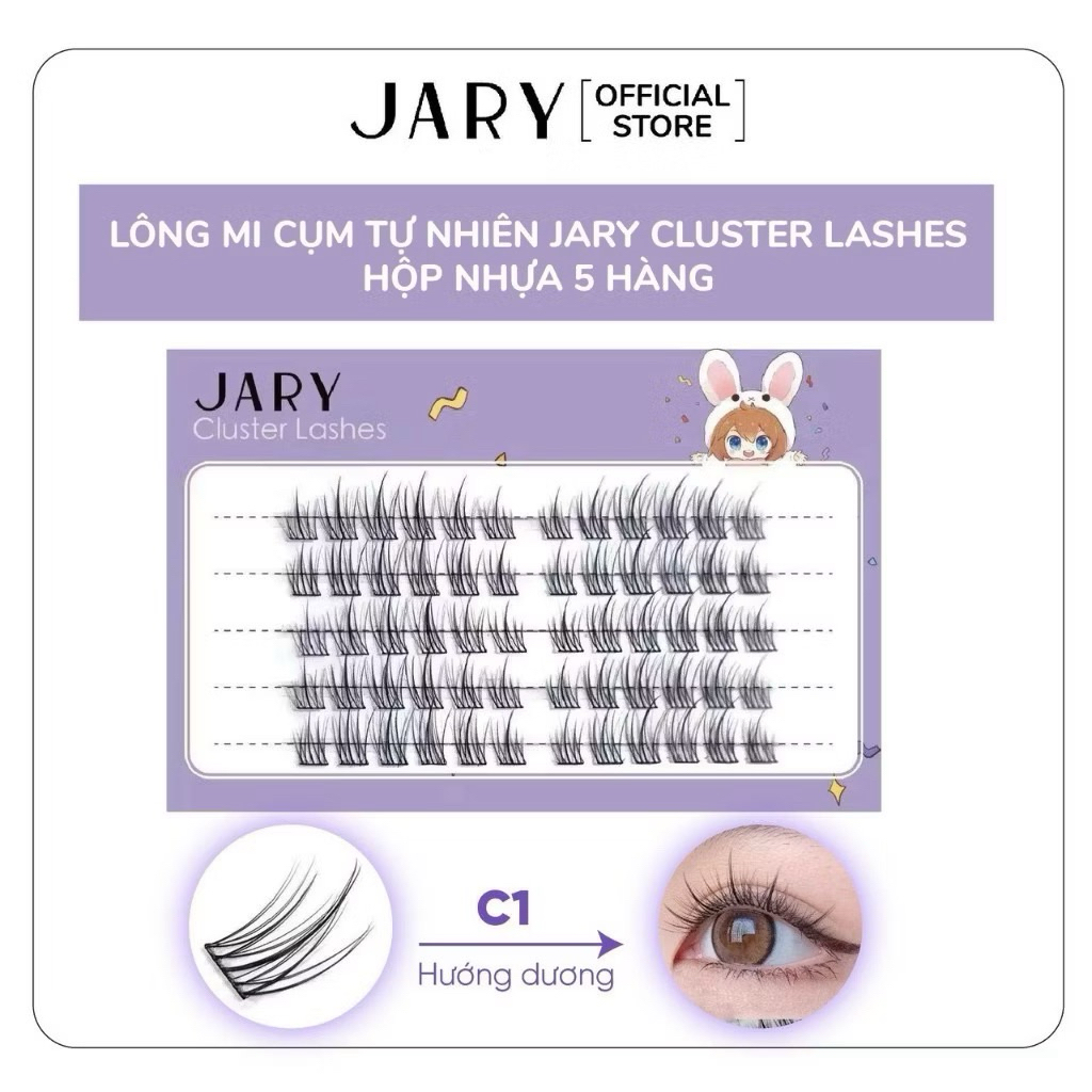 [JARY] Lông Mi Giả Trùm Jary 5 Hàng, Mi Giả Tách Sợi Trang Điểm Tự Nhiên Anime dùng nhiều lần