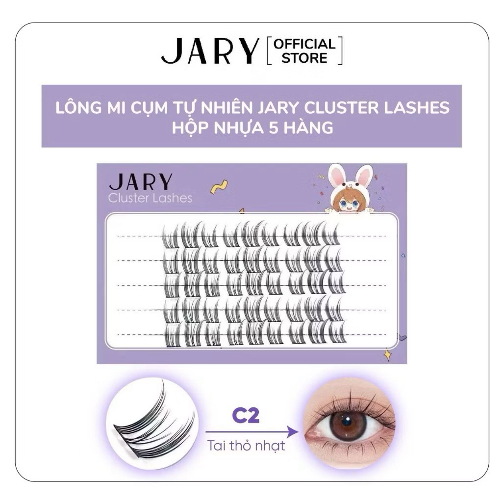 [JARY] Lông Mi Giả Trùm Jary 5 Hàng, Mi Giả Tách Sợi Trang Điểm Tự Nhiên Anime dùng nhiều lần