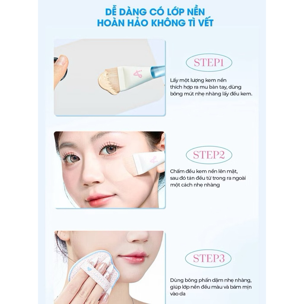 Cọ Tán Nền AMORTALS Cọ Trang Điểm Cá Nhân Tiên Cá Đầu Vát Tán Nền Mịn, Không Vết, Che Phủ Tự Nhiên