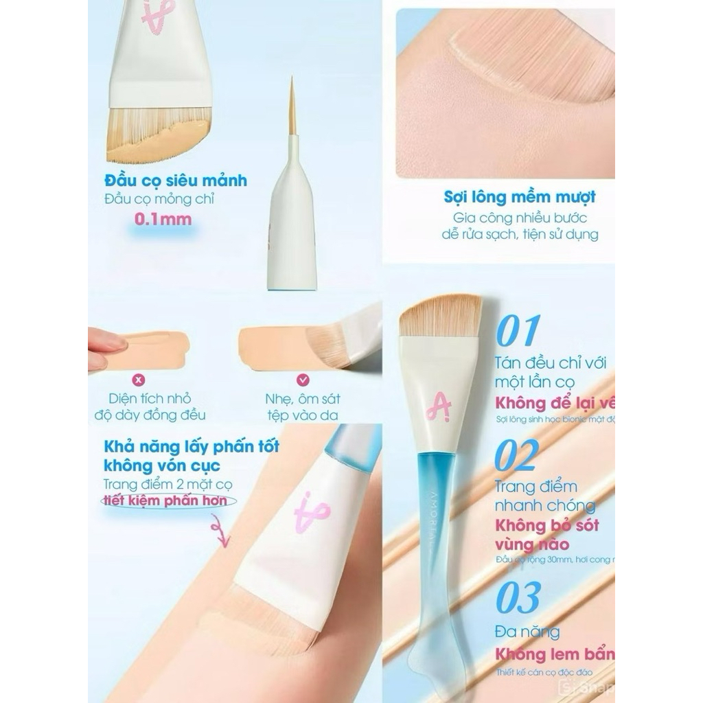 Cọ Tán Nền AMORTALS Cọ Trang Điểm Cá Nhân Tiên Cá Đầu Vát Tán Nền Mịn, Không Vết, Che Phủ Tự Nhiên