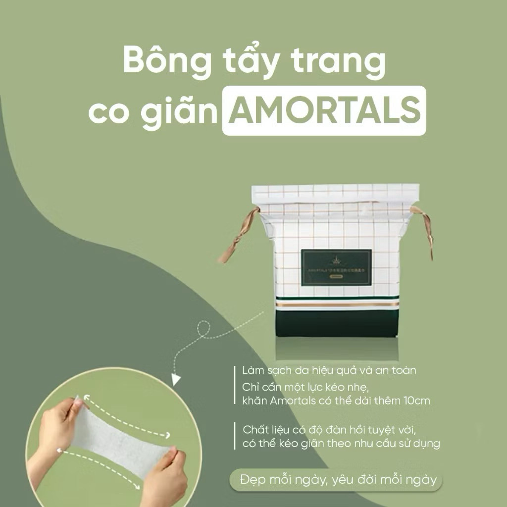 [AMORTALS] Bông Tẩy Trang Amortals Dày Mịn Đàn Hồi Tốt An Toàn Cao Cấp Túi 240 Miếng