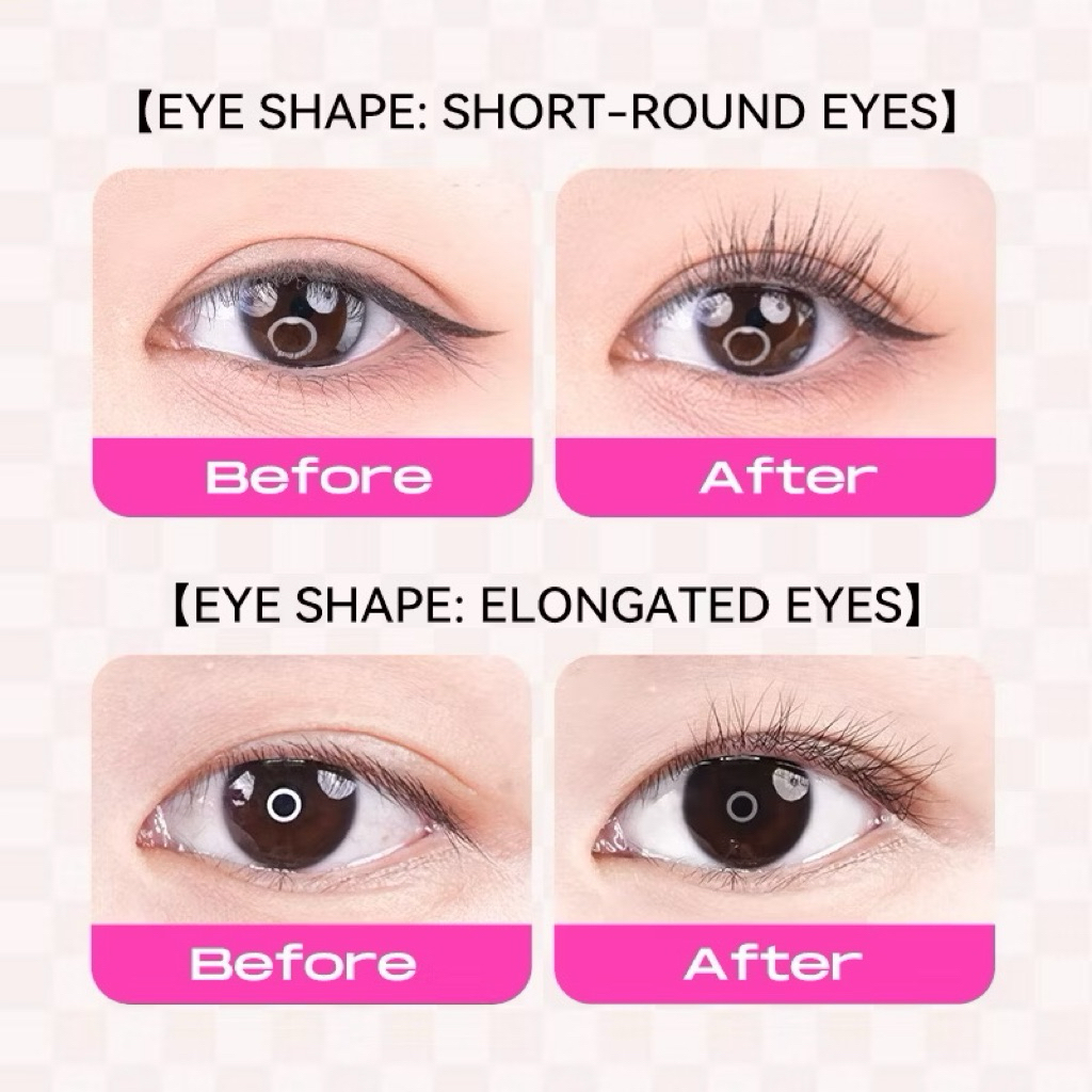 [PINKPUNK] Kẹp Mi Nhựa Pinkpunk Góc Rộng Vỏ Hồng Đen Caro Làm Cong Mi Nhanh, Kèm Silicon Thay Thế