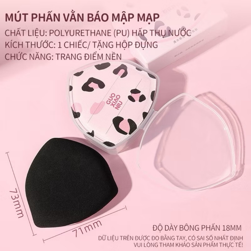 [GUOXIAONIU] Miếng Trang Điểm Đầu Nhọn GUOXIAONIU Caro Tán Kem Nền, mềm mại, không thấm nước