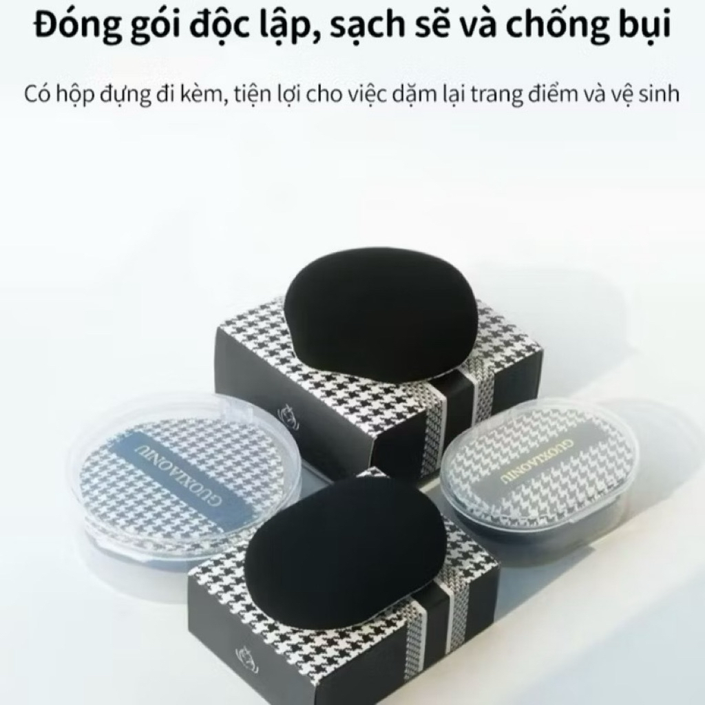 [GUOXIAONIU] Miếng Trang Điểm Đầu Nhọn GUOXIAONIU Caro Tán Kem Nền, mềm mại, không thấm nước