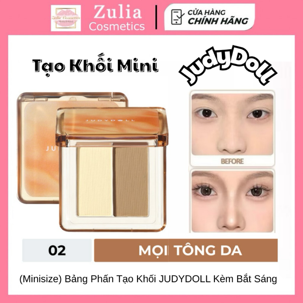 [JUDYDOLL] (Minisize) Bảng Phấn Tạo Khối JUDYDOLL Kèm Bắt Sáng 2 Ô Phiên Bản Mini, 2g (Nhập Khẩu Chính Hãng)
