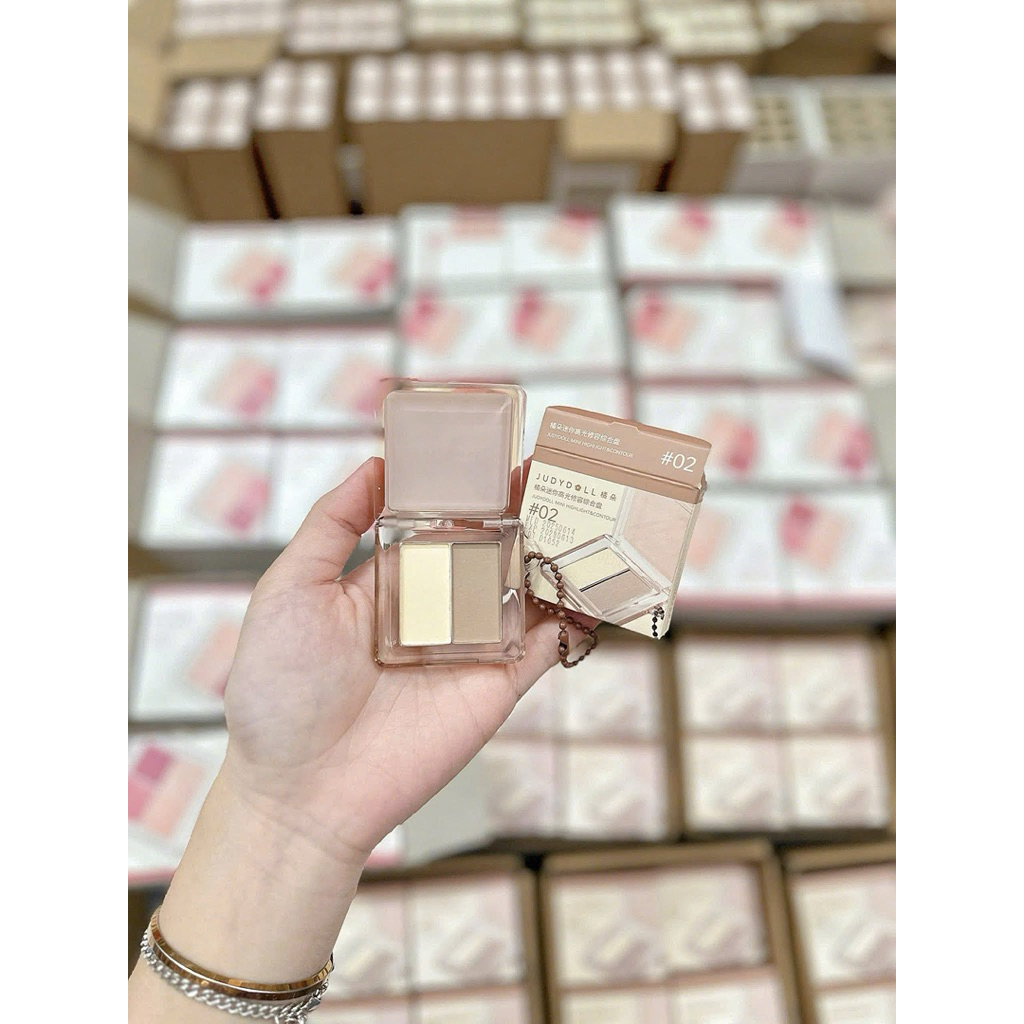 [JUDYDOLL] (Minisize) Bảng Phấn Tạo Khối JUDYDOLL Kèm Bắt Sáng 2 Ô Phiên Bản Mini, 2g (Nhập Khẩu Chính Hãng)