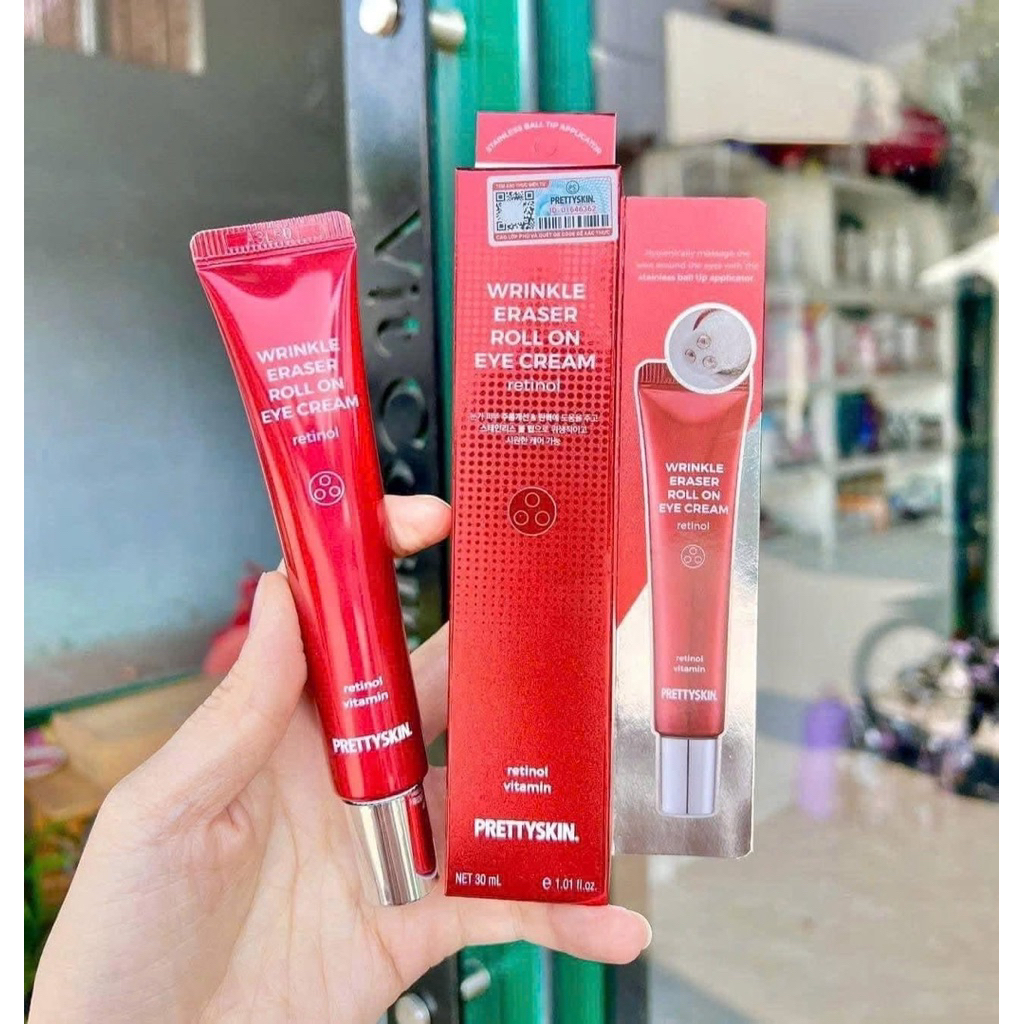 (TẶNG SRM) Kem dưỡng mắt Pretty Skin xóa nhăn, giảm thâm Retinol Wrinkle Eraser Roll On Eye Cream 30ml