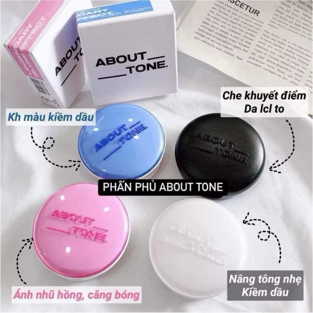 [ABOUT TONE] Phấn Phủ About Tone Dạng Nén Dòng Blur Powder Pact, Sebum Cut 9g (Nhập Khẩu Công Ty)